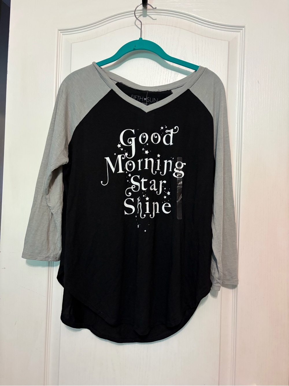 Fifth Sun Black & Gray 'Good Morning Star Shine' Raglan Tee